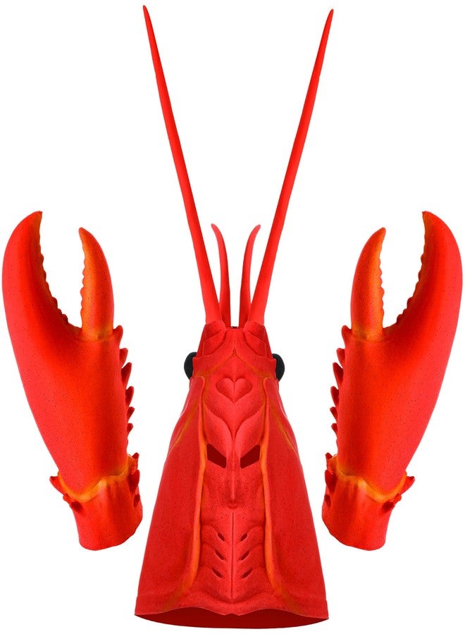Newcotte 2 Pcs Crab Lobster Costume Set Funny Crab Lobster Hat Latex Giant Claws Gloves for Men Women Cosplay Party(Lobster Style) - Image 1